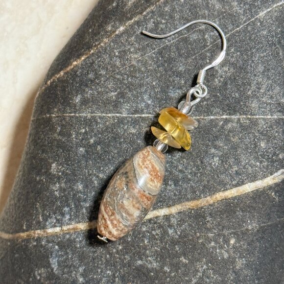 2/$20, Genuine Earthy Convoluted Jasper Earrings, Sterling Silver Hooks+Gemstone - Picture 6 of 10